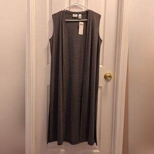 NEW Chicos long duster open vest/cardigan. Dark ‎ gray. Size 1/Medium.